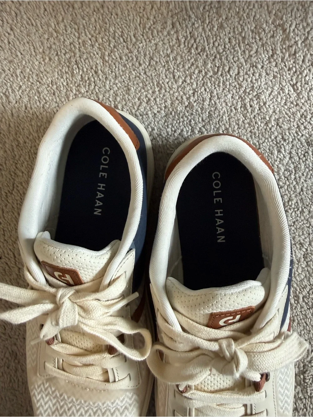 Cole Haan Cream & Brown Men's Lace-Up Sneakers